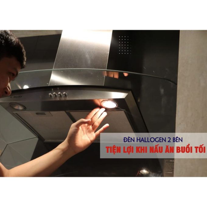 Máy hút mùi áp tường Malloca DELTA-K890V 4 Delta-K890V đèn Halogen 2 bên
