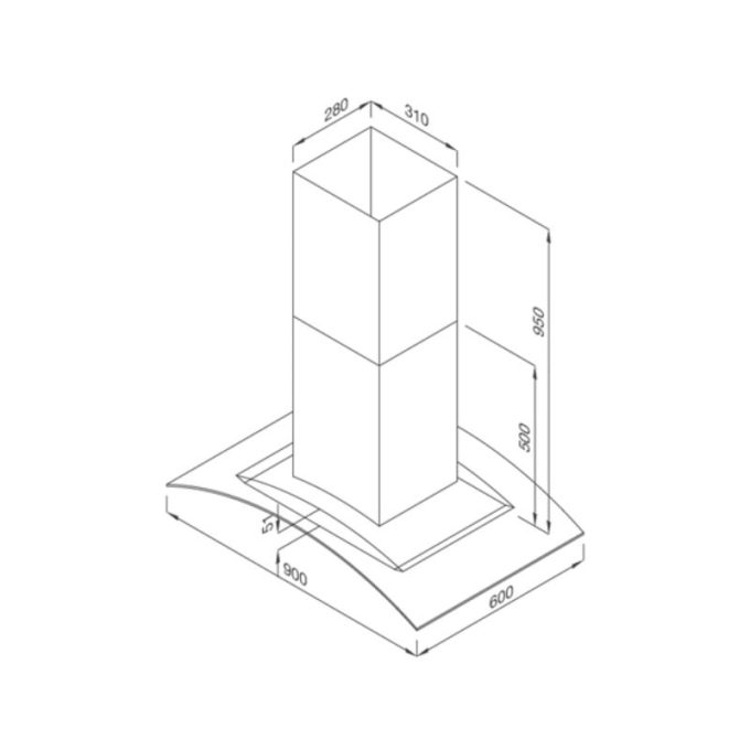Kích thước Máy hút mùi đảo Malloca MC 9081