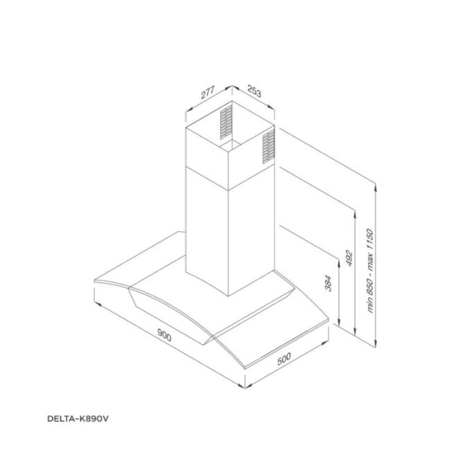 Máy hút mùi áp tường Malloca DELTA-K890V 6 Thiết kế của Máy hút mùi Malloca Luxury DELTA-K890V
