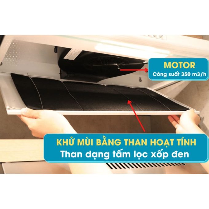 Máy hút mùi cổ điển 70cm Malloca H107W ( Màu trắng) 5 H107W khử mùi bằng than hoạt tính