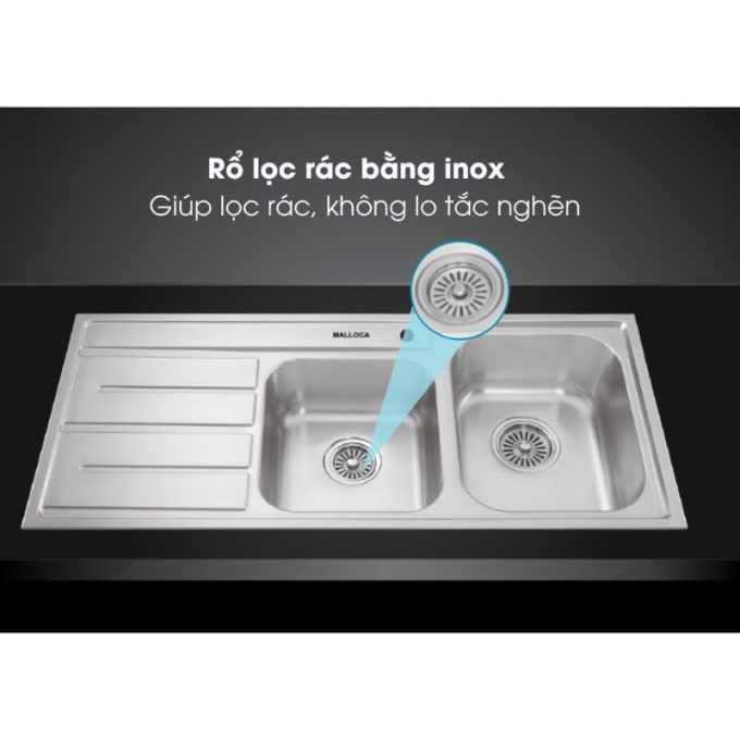 Chậu rửa chén Inox Malloca MS 1025R NEW 4 MS 1025R New bộ lọc rác bằng inox