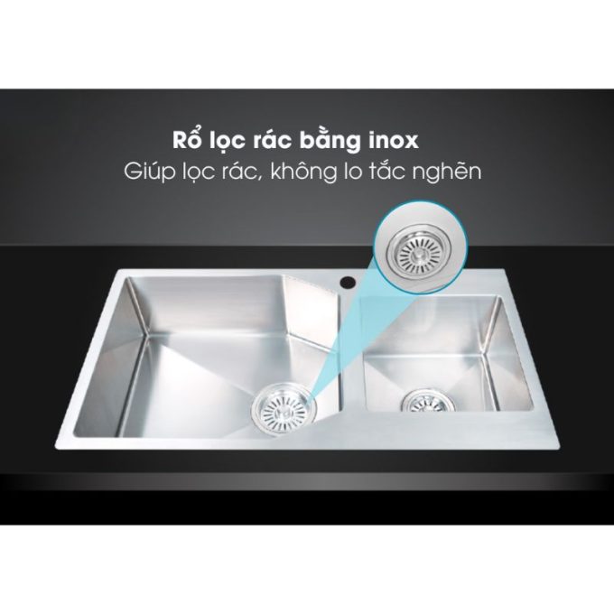 Chậu rửa chén Inox Malloca MS 610A 5 MS 610A rổ lọc rác bằng inox