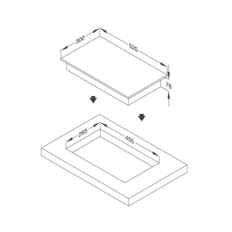 Thiết kế của Bếp gas domino Malloca DG 02 Thiết kế của Bếp gas domino Malloca DG 02