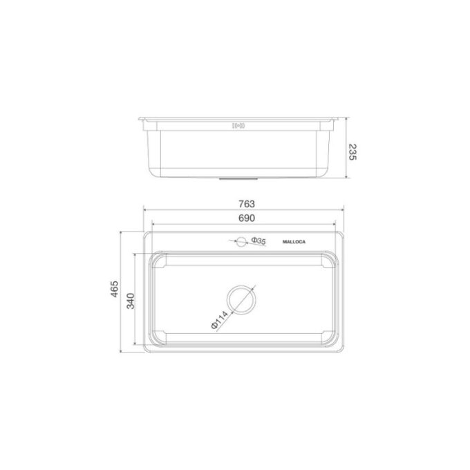 Chậu rửa chén Inox Malloca MS 1022D 8 Kích thước chậu rửa bát bán thủ công Malloca MS - 1022D