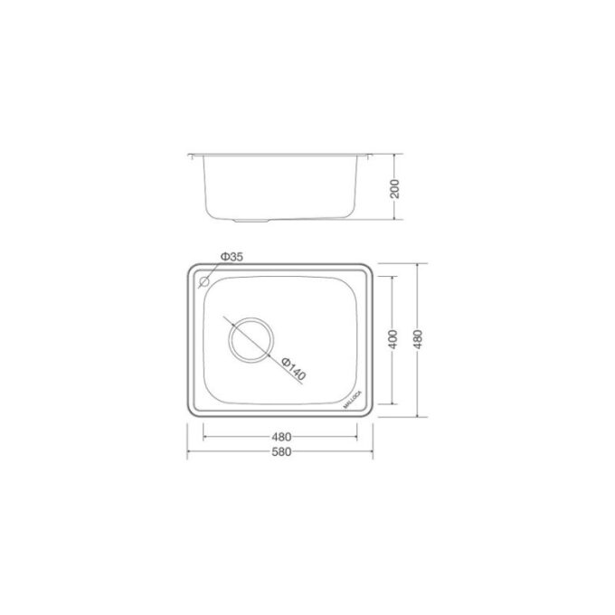 Chậu rửa chén Inox Malloca MS - 1023 7 Kích thước chậu rửa bát bán thủ công Malloca MS - 1023