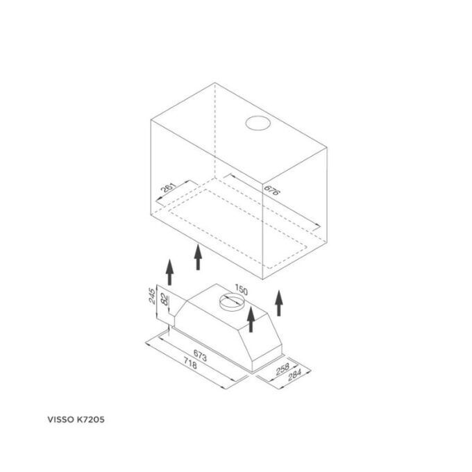 Thiết kế của Máy hút mùi Malloca âm tủ VISSO K7205