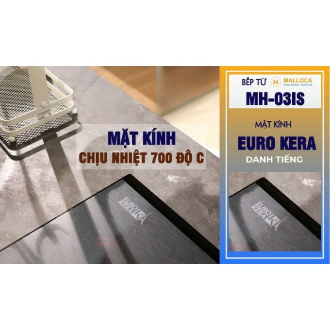 Bếp từ 2 vùng nấu Malloca MH-02IS / Kính Eurokera, dạng xước Metallic kiểu mới 4 MH-02IS mặt kính chịu lực tốt