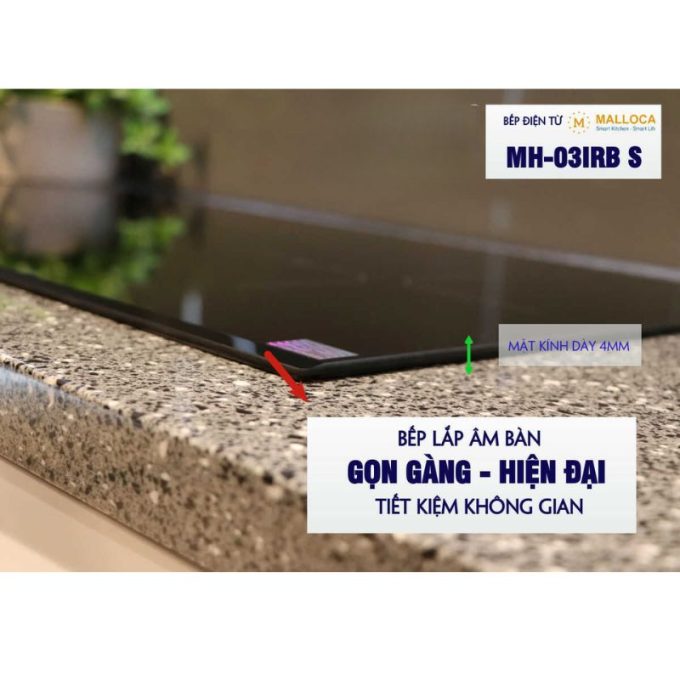 Bếp điện từ 3 vùng nấu Malloca MH-03IRB S / Bếp 2 từ 1 điện, kính Eurokera 6 MH-03IRB thiết kế hiện đại