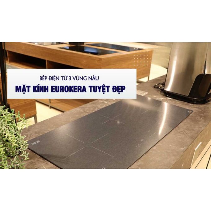 Bếp từ 3 vùng nấu Malloca MH-03IS / Kính Eurokera, dạng xước Metallic kiểu mới 3 MH-03IS mặt kính eurokera tuyệt đẹp