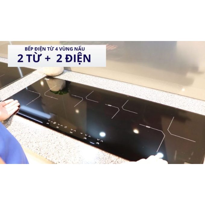 Bếp điện từ 4 vùng nấu Malloca MH-04IR S / 2 Vùng từ 2 vùng điện, kính Eurokera 4 MH-04IR S bếp điện kết hợp bếp từ