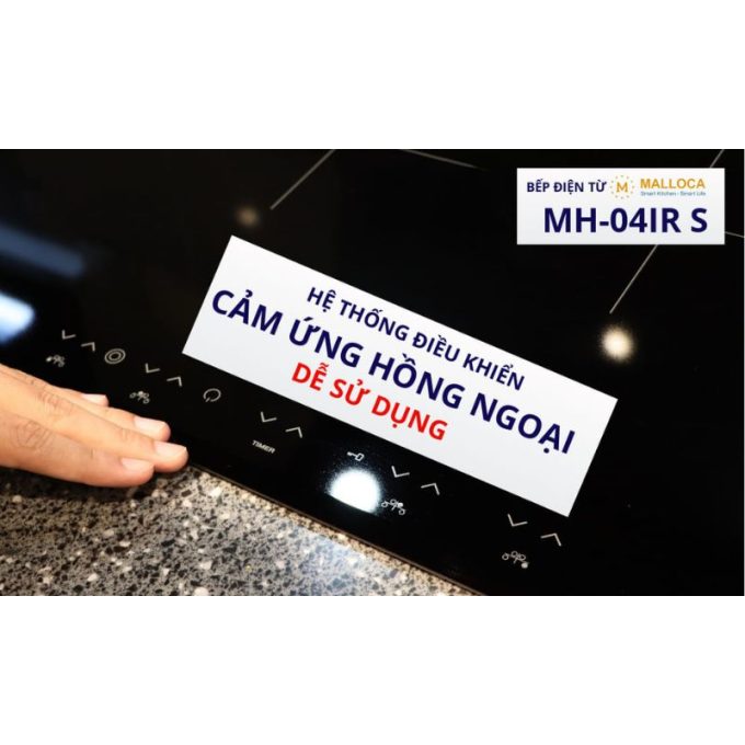 Bếp điện từ 4 vùng nấu Malloca MH-04IR S / 2 Vùng từ 2 vùng điện, kính Eurokera 6 MH-04IR S cảm ứng hồng ngoại