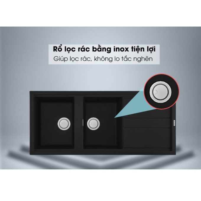 Chậu đá Malloca Nero G-50040 / Màu đen 4 Nero G-50040 rổ lọc rác bằng inox tiện lợi