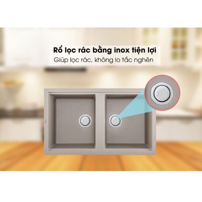 Chậu đá Malloca Tortora G-45043 / Màu đất 5 Tortora G-45043 rổ lọc rác bằng inox