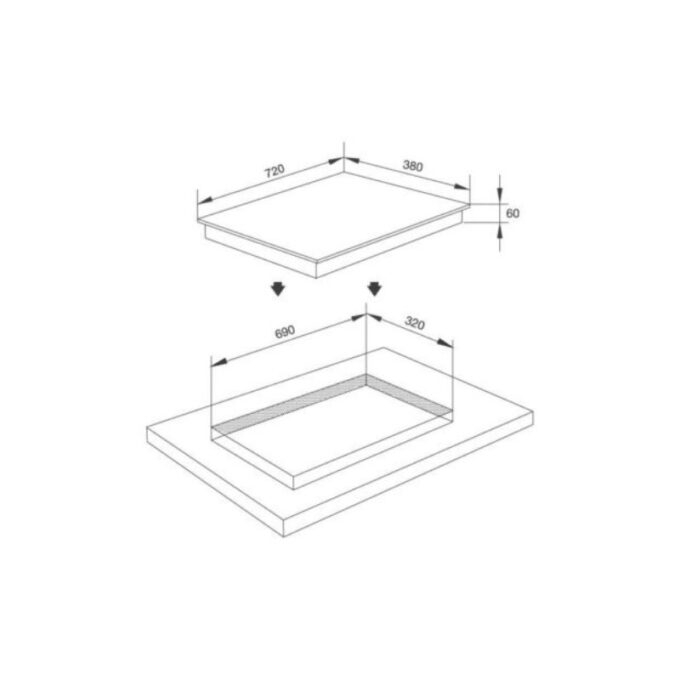 Bếp từ kết hợp hồng ngoại Malloca MH-02IR PG 3 kích thước của Bếp từ kết hợp hồng ngoại Malloca MH-02IR PG