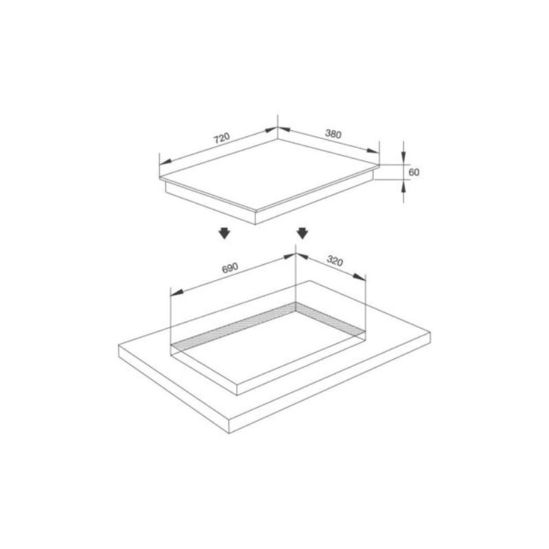 kích thước của Bếp từ kết hợp hồng ngoại Malloca MH-02IR PG kích thước của Bếp từ kết hợp hồng ngoại Malloca MH-02IR PG
