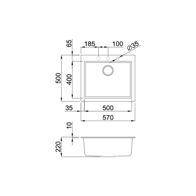 Thiết kế của Chậu rửa chén đá Malloca G-10543 Thiết kế của Chậu rửa chén đá Malloca G-10543