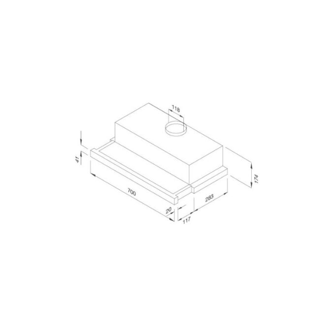 Máy hút mùi Malloca K1507 3 kích thước của Máy hút mùi Malloca K1507