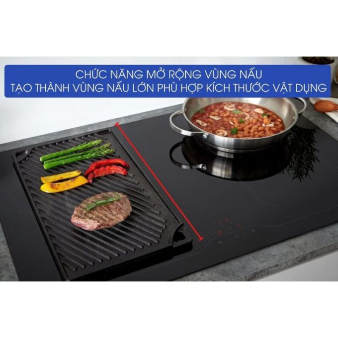 Bếp từ 4 vùng nấu Malloca MI-784 ITG / Nhập khẩu Italia, kính Ceramic 6 MI-784 ITG chức năng mở rộng vùng nấu