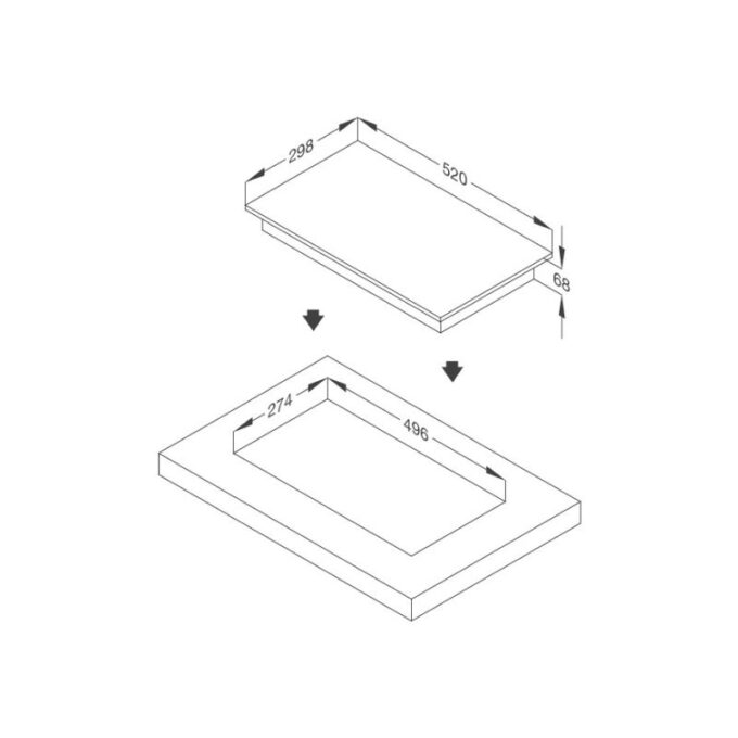 Bếp từ 2 vùng nấu Malloca MDI 302 / Nhập khẩu Tây Ban Nha, kiểu Domino, kính Schott Ceran 7 kích thước của Bếp từ domino Malloca MDI 302