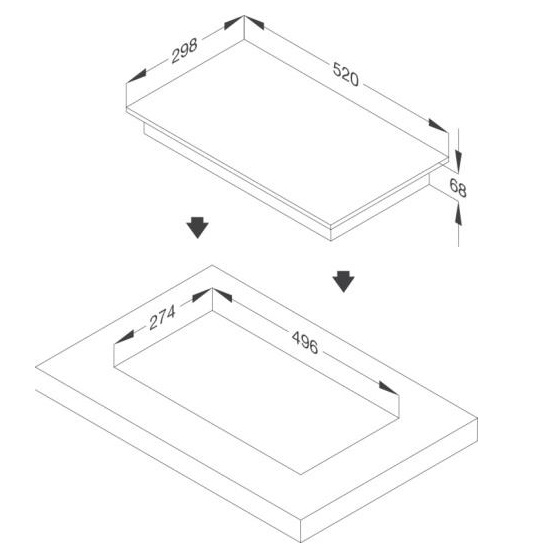 Đánh giá bếp từ Malloca MDI 302 có nên mua không ? 2 Kích thước kĩ thuật bếp từ Malloca MDI 302