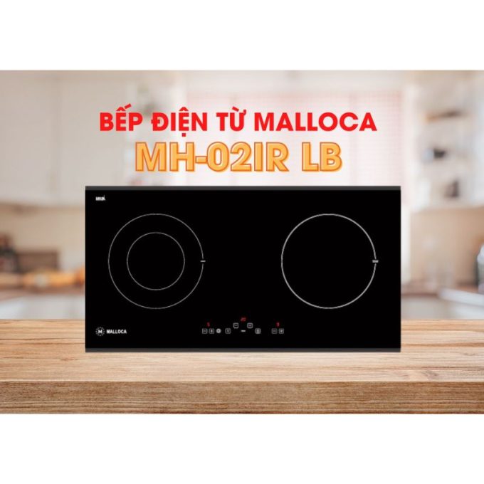 Bếp điện từ 2 vùng nấu Malloca MH-02IR LB / Bếp 1 điện 1 từ, kính Eurokera 3 MH-02IR LB bếp điện từ 2 vùng nấu