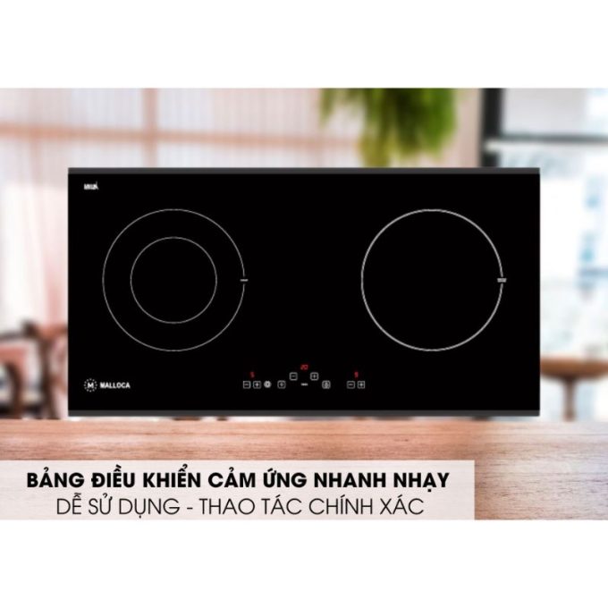 Bếp điện từ 2 vùng nấu Malloca MH-02IR LB / Bếp 1 điện 1 từ, kính Eurokera 4 MH-02IR LB điều khiển cảm ứng