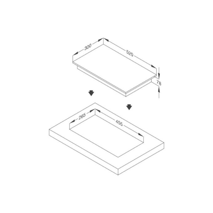 kích thước của Bếp gas domino Malloca MDG 301