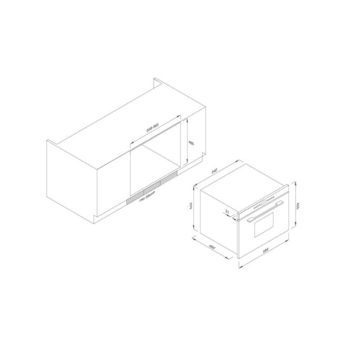 Lò hấp Malloca MST35-IX03 (Kính trắng) 3 kích thước của Lò hấp Malloca MST35-IX03 (Kính trắng)