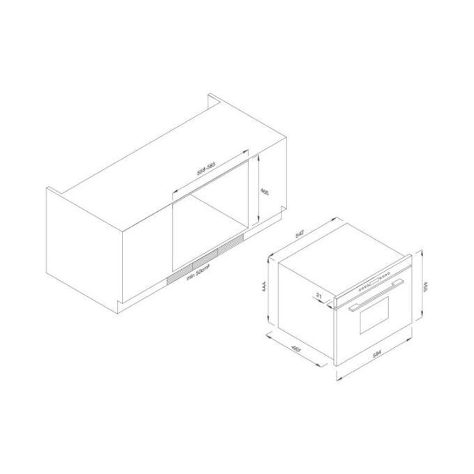 kích thước của Lò vi sóng Malloca MW35-IX03 (Kính trắng)