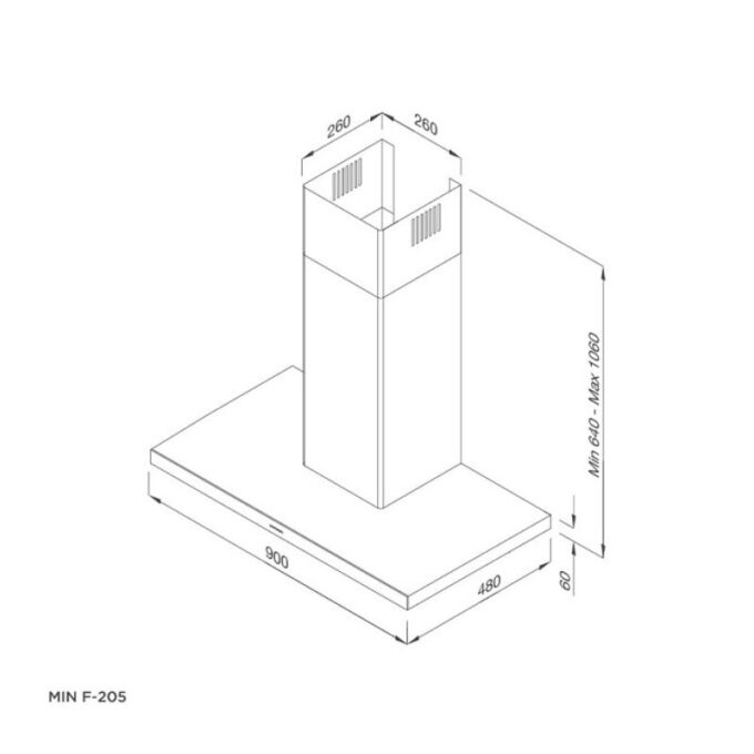 kích thước của Máy hút mùi Malloca MIN F-205