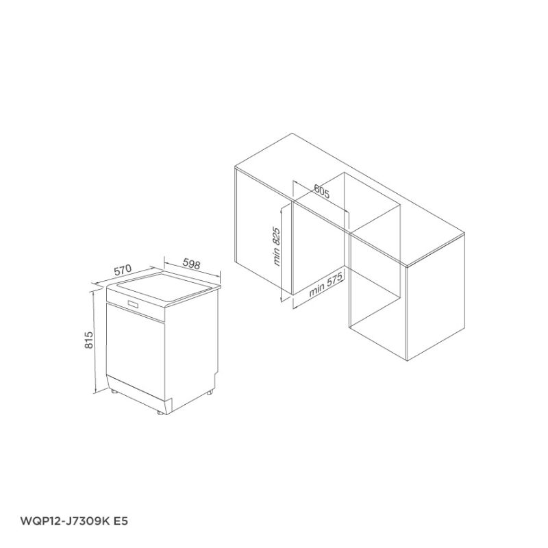 kích thước của Máy rửa bát Malloca WQP12-J7309K E5 kích thước của Máy rửa bát Malloca WQP12-J7309K E5