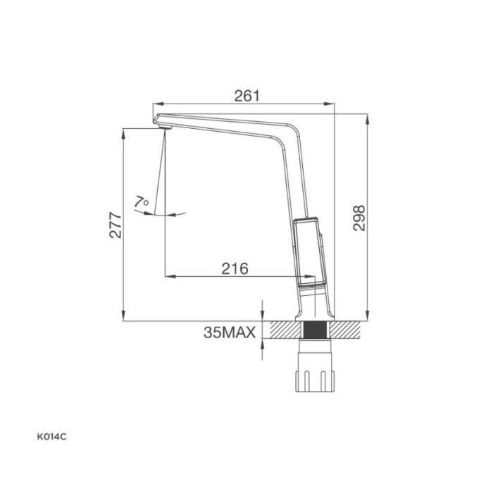 kích thước của Vòi rửa bát Malloca K014C