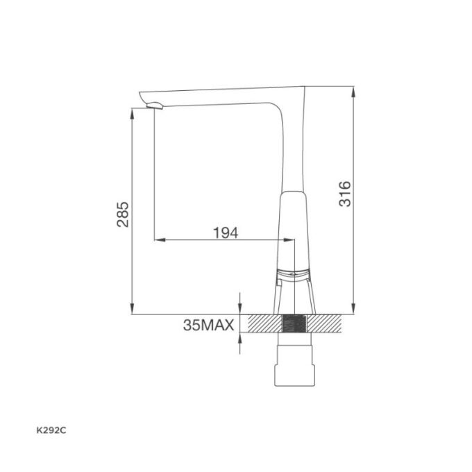 kích thước của Vòi rửa bát Malloca K292C