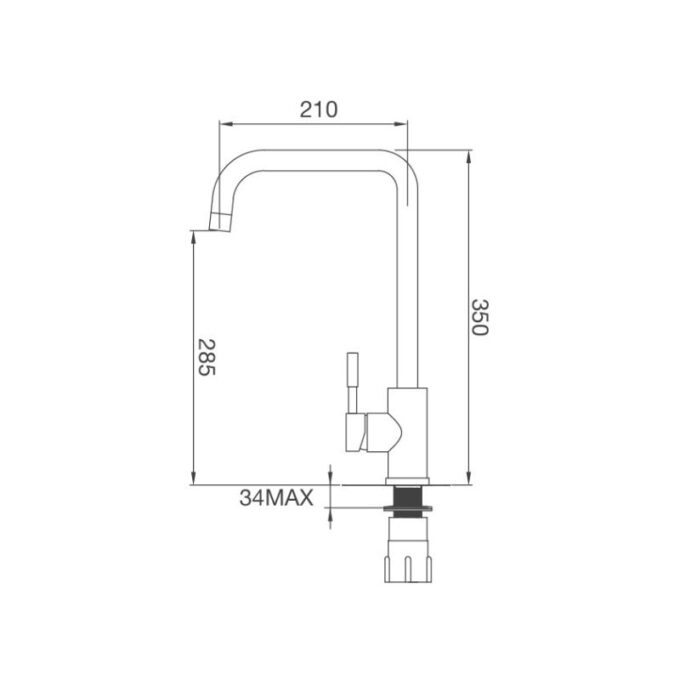 Vòi rửa bátMalloca K559-SN 3 kích thước của Vòi rửa bát Malloca K559-SN