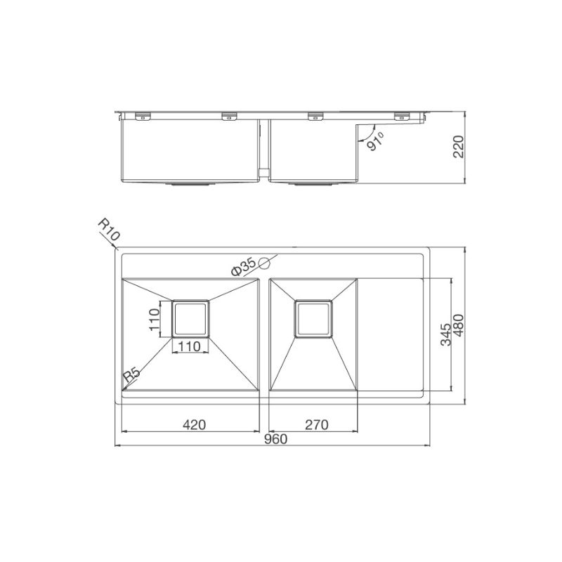 kích thước của Chậu rửa bát Malloca MS 6305T kích thước của Chậu rửa bát Malloca MS 6305T