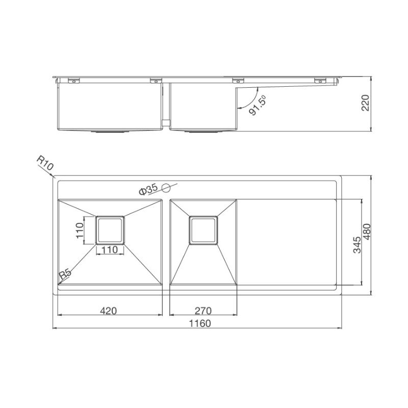 kích thước của Chậu rửa bát Malloca MS 6306T kích thước của Chậu rửa bát Malloca MS 6306T