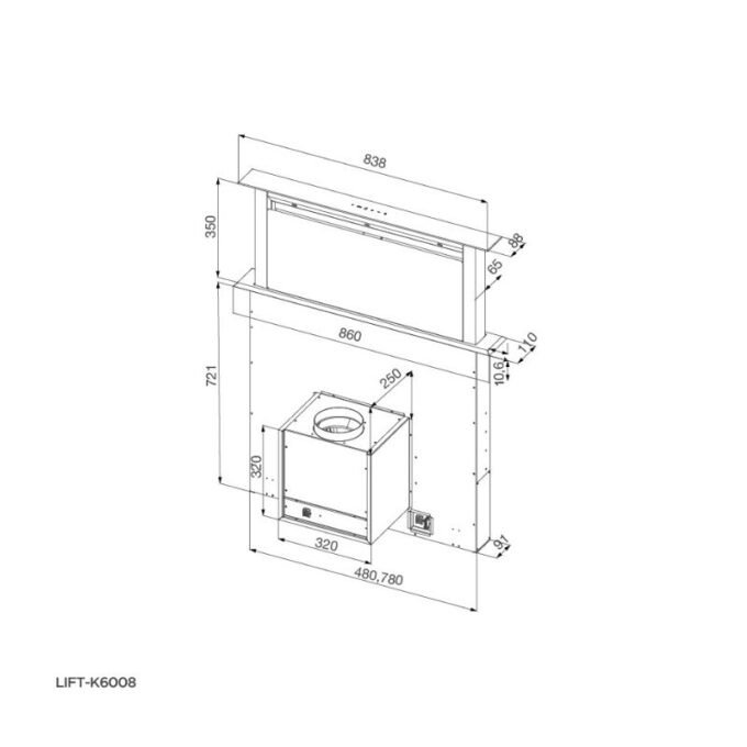 kích thước của Máy hút mùi Malloca LIFT-K6008