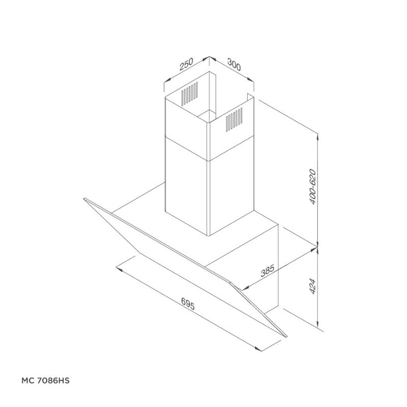 kích thước của Máy hút mùi Malloca MC 7086HS kích thước của Máy hút mùi Malloca MC 7086HS