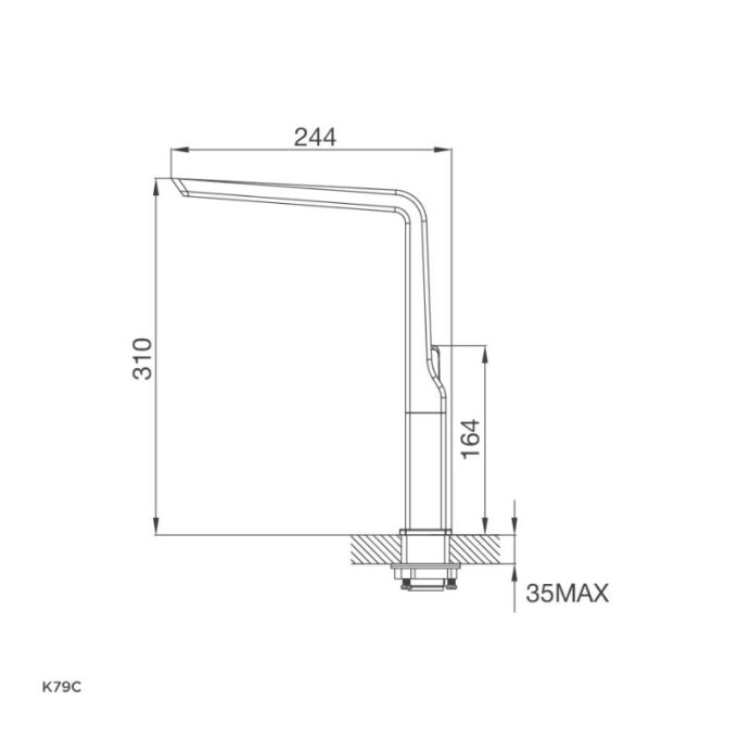 kích thước của Vòi rửa bát Malloca K79C