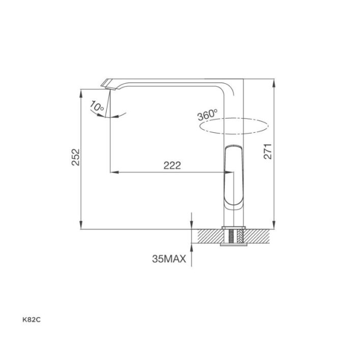 kích thước của Vòi rửa bát Malloca K82C