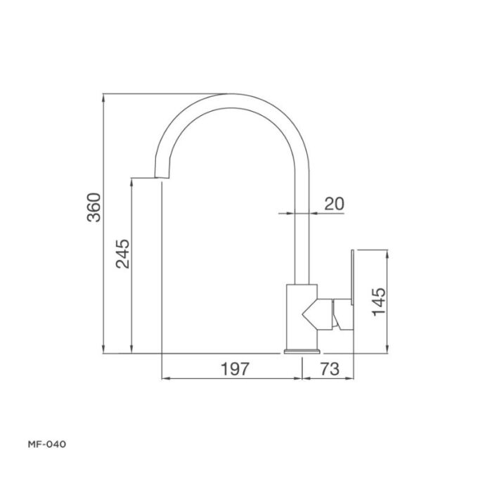 kích thước của Vòi rửa bát Malloca MF-040