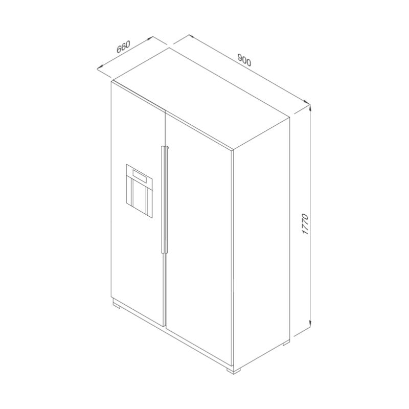 Kích thước tủ lạnh Side by Side Malloca MF-547 SIM Kích thước tủ lạnh Side by Side Malloca MF-547 SIM