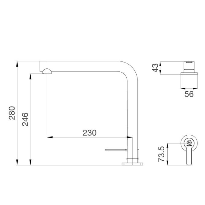 Kích thước vòi rửa bát nóng lạnh Malloca K501B