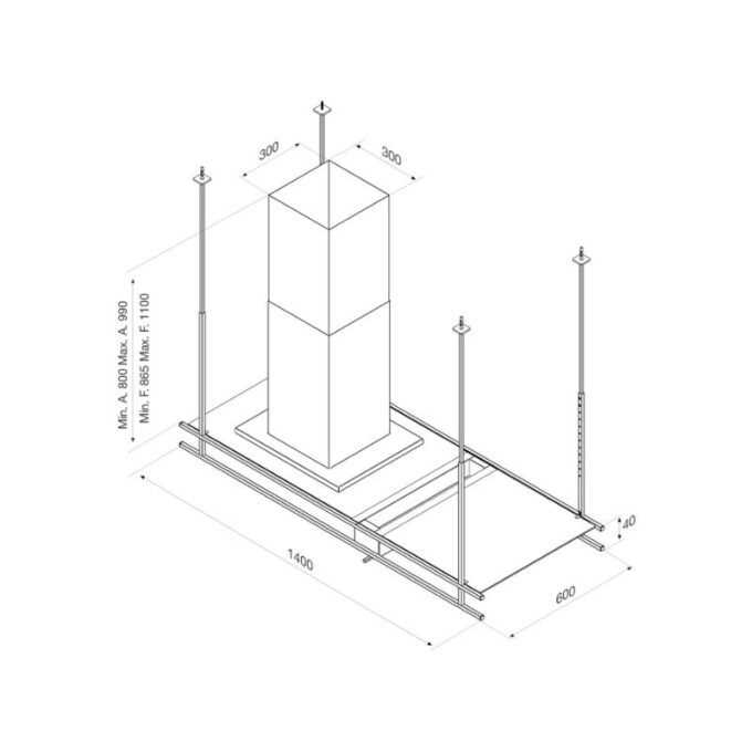 Máy hút mùi đảo Malloca INDUST K140B 3 Thiết kế của Máy hút mùi Malloca INDUST K140B