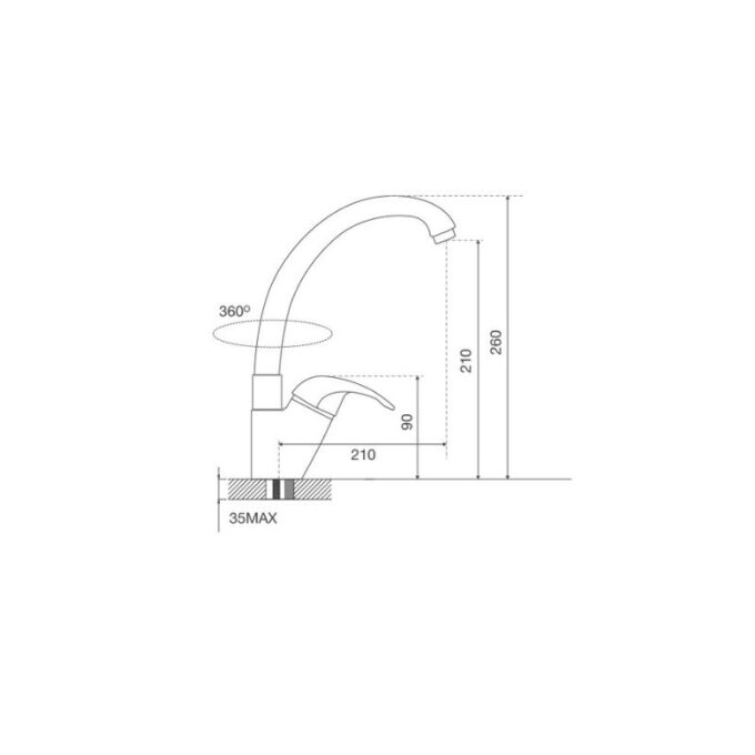 Kích thước vòi rửa bát Malloca K121