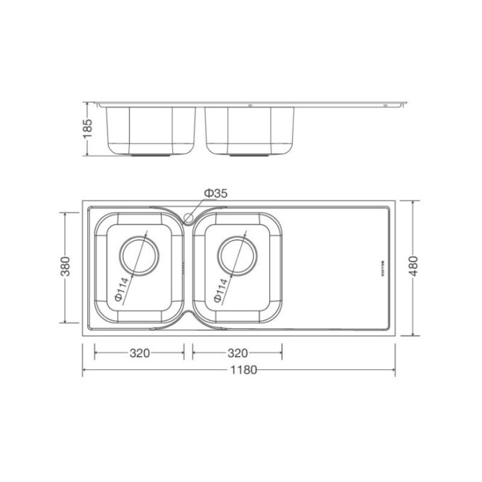 Kích thước của Chậu rửa bát Malloca MS 1026R