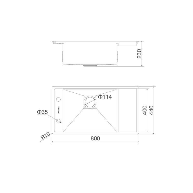 Kích thước của Chậu rửa bát Malloca MS 6303 WST Kích thước của Chậu rửa bát Malloca MS 6303 WST