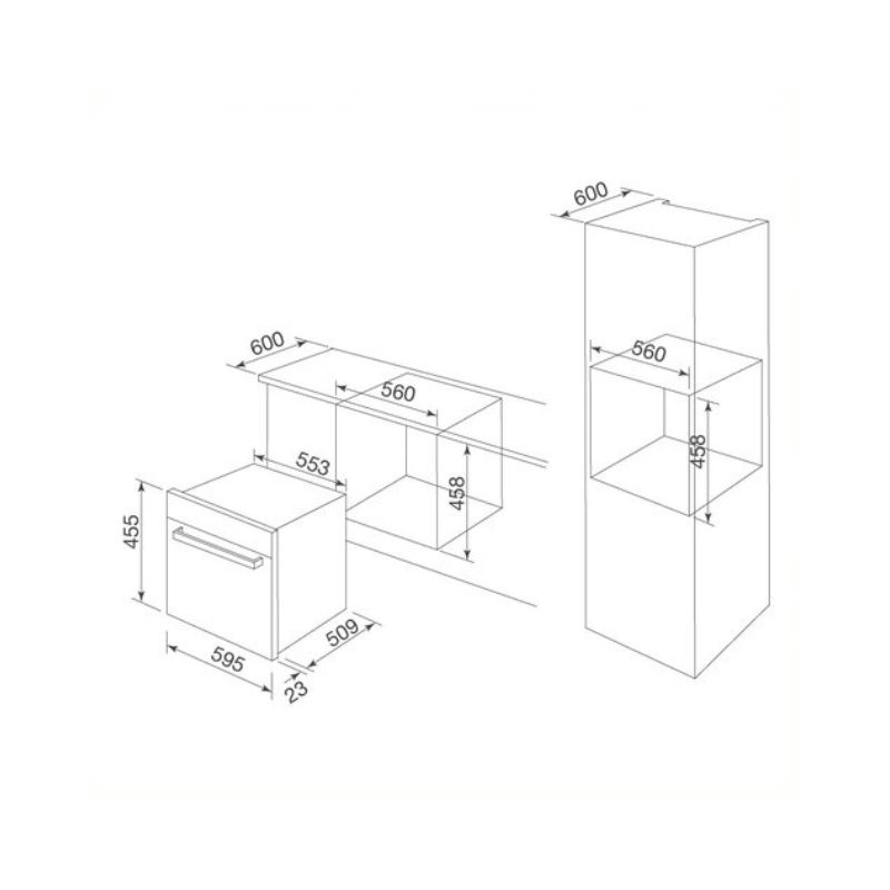 Kích thước lò hấp âm tủ Malloca MST-48CP Kích thước lò hấp âm tủ Malloca MST-48CP