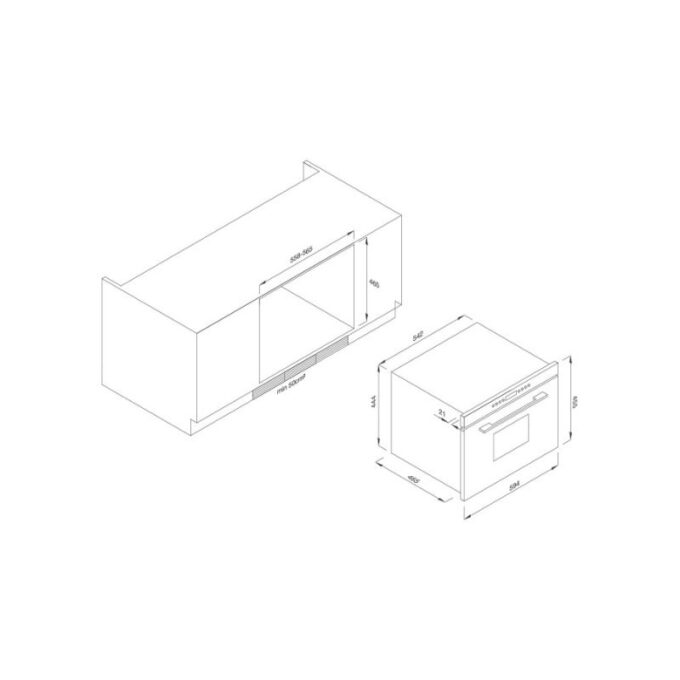 Kích thước lò vi sóng Malloca MW35-IX03 (kính đen)