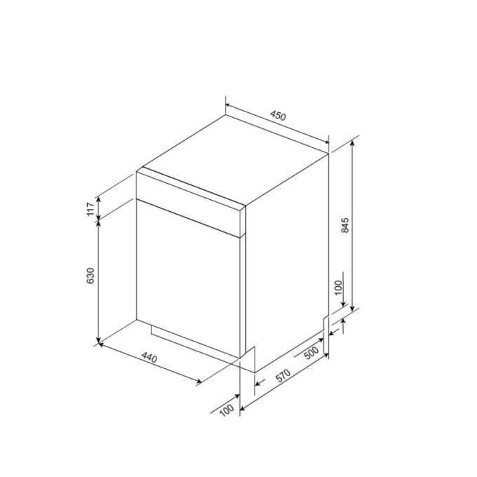 Máy rửa bát độc lập Malloca MDW10-BS08FS 5 Kích thước máy rửa bát Malloca MDW10-BS08FS